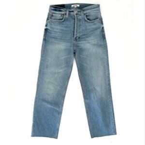 RE/DONE Stove Pipe High Rise Jeans Button Fly Vintage Faded Blue 30 NWT $295